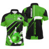 FUNSTUFFPRINT Black and Green Bowling, Polo Shirt Size S-5XL