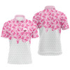 FUNSTUFFPRINT Mens golf polo shirts custom Pink ribbons pattern breast cancer awareness golf shirt , Polo Shirt Size S-5XL