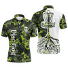 FUNSTUFFPRINT Mens disc golf polo shirt custom name green camo disc golf basket, personalized disc golf shirts , Polo Shirt Size S-5XL