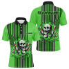 FUNSTUFFPRINT Green and Black stripes Mens bowling polo , Polo Shirt Size S-5XL