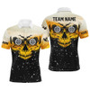 FUNSTUFFPRINT Custom Grunge Yellow Black Skull Darts , Polo Shirt Size S-5XL