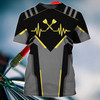FUNSTUFFPRINT Darts Heart Pulse Line Personalized Name 3D Tshirt, Dart On T Shirts 3D T-shirt