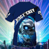 FUNSTUFFPRINT Customized Blue Skull Dj T Shirt, Men's Dj Shirt, Dj Lover Gift 3D T-shirt