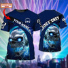 FUNSTUFFPRINT Customized Blue Skull Dj T Shirt, Men's Dj Shirt, Dj Lover Gift 3D T-shirt
