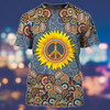 FUNSTUFFPRINT 3D All Over Print Peace Hippie Shirts, Sunflower Hippie Peace Tshirt, Hipster Shirts, Vintage Hippie Shirt 3D T-shirt