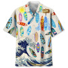 Surfing White Lovers Hawaiian Shirt, Men's Unisex Summer Beach Casual Short Sleeve Summer Vacation Beach Shirts
