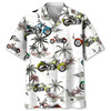 Motocross Green Tropical Hawaiian Shirt, Short Sleeve Summer Vacation Beach Shirts for men