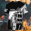 FUNSTUFFPRINT Custom Name Black Sublimation Fire Men Shirt, Firefighter Job T Shirt, Firefighter Husband Gifts 3D T-shirt