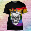 FUNSTUFFPRINT LGBT Skull Rainbow 3D Shirts For LGBT Community, Gist For LGBT Proud Month, Lesbian Shirts 3D T-shirt