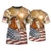 FUNSTUFFPRINT American Horse All Over Print 3D T Shirt, One Nation Under God Patriotic 4Th Of July 3D Hawaiian Shirt 3D T-shirt