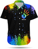 Custom LGBT Custom Name Aloha Hawaiian Shirts For Summer, Personalized Hand Rainbow Paint Colorful LGBT Hawaiian Shirts