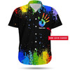 Custom LGBT Custom Name Aloha Hawaiian Shirts For Summer, Personalized Hand Rainbow Paint Colorful LGBT Hawaiian Shirts