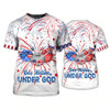 FUNSTUFFPRINT Independence Day Is Coming Crochet One Nation Under God 3D Full Print T Shirt, 3D Hoodie Pride 4Th July Strong American 3D T-shirt