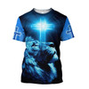FUNSTUFFPRINT Premium Christian Jesus Lion 3d Unisex Shirt - Christian 3D Shirt 3D T-shirt