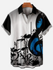 Men’s Music Note Color Block Casual Tribal Short Sleeve Hawaiian Shirt