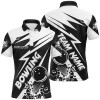 FUNSTUFFPRINT Black and white bowling  Polo Shirt Size S-5XL