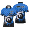 FUNSTUFFPRINT  Personalized Blue Grunge 8 Ball Pool Men Billiards   Polo Shirt Size S-5XL