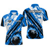 FUNSTUFFPRINT  Personalized Billiard Cue 8 Ball Pool Grunge Style Men  Polo Shirt Size S-5XL