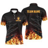 FUNSTUFFPRINT Bowling polo shirts for men custom flame camo bowling team   Polo Shirt Size S-5XL