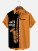 Fashionable Jazz Musical Instrument Print Color Contrast Men'S Shirt, Summer Gift For Women, Men