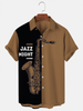 Fashionable Jazz Musical Instrument Print Color Contrast Men'S Shirt, Summer Gift For Women, Men