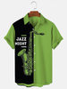 Fashionable Jazz Musical Instrument Print Color Contrast Men'S Shirt, Summer Gift For Women, Men