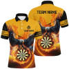 FUNSTUFFPRINT Personalized 3D Eagle Flying On Dart Board Fire Men Dart Polo Shirts Custom Darts Polo Shirt Size S-5XL