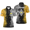FUNSTUFFPRINT Personalized Yellow Black 9 Ball Pool Polo Shirts For Men, Custom Name Billiard 9 Ball Team  Polo Shirt Size S-5XL
