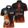 FUNSTUFFPRINT Personalized Texas Flag Flaming Target Archery 3D Polo Shirts For Men, Fire Arrow Archery  Polo Shirt Size S-5XL