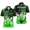 FUNSTUFFPRINT  Men Bowling Polo Shirt Custom green lightning thunder Bowling  Polo Shirt Size S-5XL