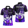 FUNSTUFFPRINT Men Bowling Polo Shirt Custom purple lightning thunder Bowling   Polo Shirt Size S-5XL