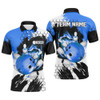 FUNSTUFFPRINT  Blue Flame bowling ball and pins jerseys Custom Team League Bowling Polo Shirts For Men Polo Shirt Size S-5XL