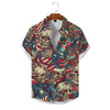 Dkull Flag Print Beach Holiday Style Short Sleeve Shirt, Hawaiian shirt for men