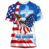 FUNSTUFFPRINT Eagle American One Nation Under God 3d All Over Print Shirt - Christian 3d Shirts For Men Women 3D T-shirt