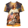 FUNSTUFFPRINT Jesus And Lion Lamb 3d All Over Print Shirt - Christian 3d Shirts For Men Women 3D T-shirt