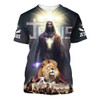 FUNSTUFFPRINT Jesus Christ Lion And Lamb 3d All Over Print Shirt - Christian 3d Shirts For Men Women 3D T-shirt