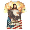 FUNSTUFFPRINT One Nation Under God Jesus Eagle American Flag 3d Shirts - Christian T Shirts For Men And Women 3D T-shirt