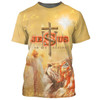 FUNSTUFFPRINT Jesus Is My Savior Shirts - Jesus With His Arms Open Lion 3d Shirts - Christian T Shirts For Men And Women 3D T-shirt