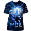 FUNSTUFFPRINT Lion Cross Shelter In Grace Faith Over Fear 3d Shirts - Christian T Shirts For Men And Women 3D T-shirt