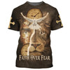 FUNSTUFFPRINT Faith Over Fear Lion Dove 3d Shirts - Christian T Shirts For Men And Women 3D T-shirt