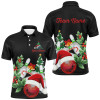 FUNSTUFFPRINT  Christmas Bowling Shirts Custom Men Bowling Polo, Quarter zip Shirts black team league bowling  Polo Shirt Size S-5XL