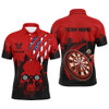 FUNSTUFFPRINT  Black Red Dart Skull US Flag Men Darts Polo Shirts Custom Patriotic Darts  Polo Shirt Size S-5XL