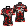 FUNSTUFFPRINT Mens polo bowling shirts Custom bowling ball and pins red camo Bowling Team Jersey for men  Polo Shirt Size S-5XL