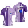 FUNSTUFFPRINT Personalized Purple Retro Bowling   Polo Shirt Size S-5XL