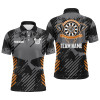 FUNSTUFFPRINT  Grey Grunge Orange Skull Mens Darts  Polo Shirt Size S-5XL