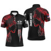 FUNSTUFFPRINT  Red Grunge Camo American Flag Skull Darts Mens Polo Shirt Patriotic Dart  Polo Shirt Size S-5XL