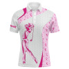 FUNSTUFFPRINT  Personalized pink ribbon pattern breast cancer polo shirts for mens, custom breast cancer golf  Polo Shirt Size S-5XL