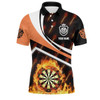 FUNSTUFFPRINT  Personalized Orange Fire Flame Mens Darts Polo Shirts Darts Shirts For Men   Polo Shirt Size S-5XL