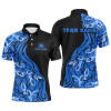 FUNSTUFFPRINT Black and blue pattern bowling polo shirts for men, custom team bowling   Polo Shirt Size S-5XL