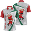 FUNSTUFFPRINT  Santa Playing Golf Christmas Custom Mens Golf Polo Shirt Snowflakes Grey Funny Golf Shirts For Men  Polo Shirt Size S-5XL